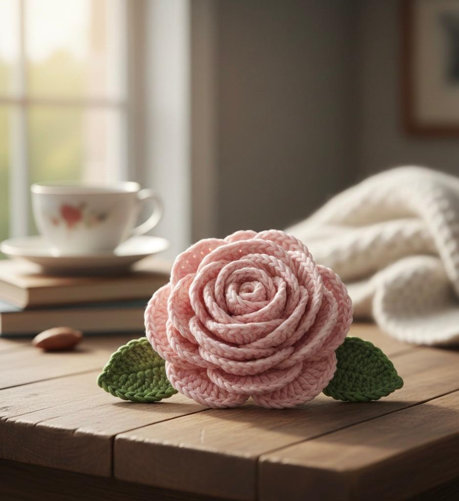 Handmade crochet rose for gift