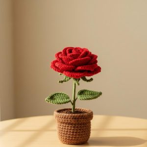 Crochet Rose Pot