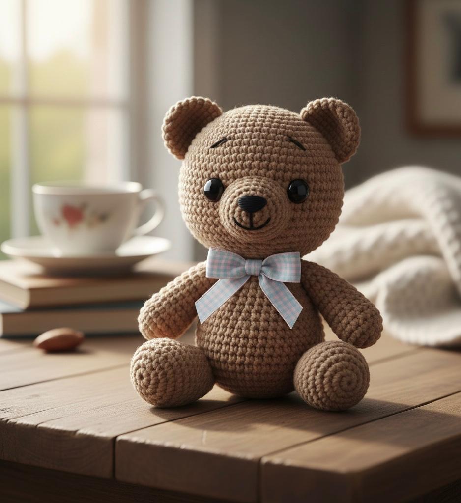 Handmade crochet teddy bear